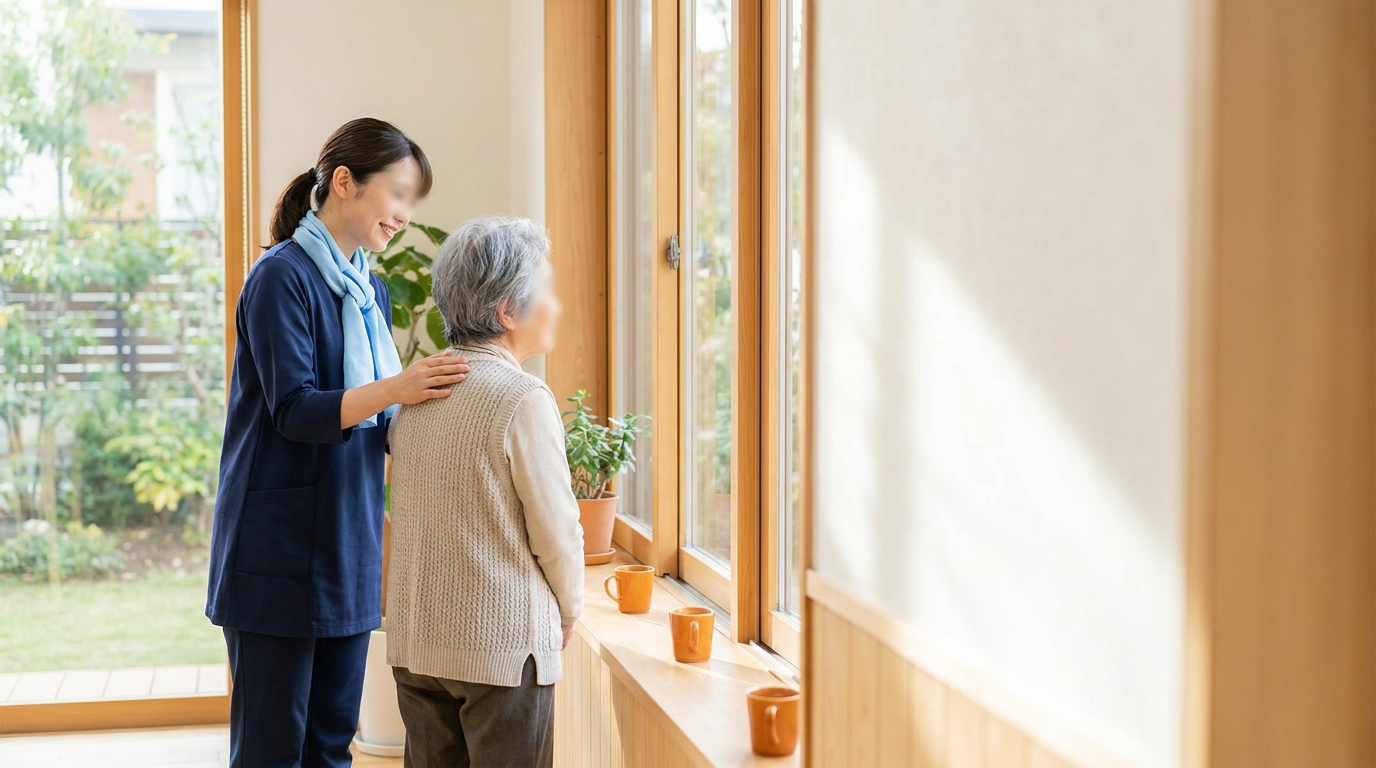 介護施設で利用者さまに寄り添うスタッフ